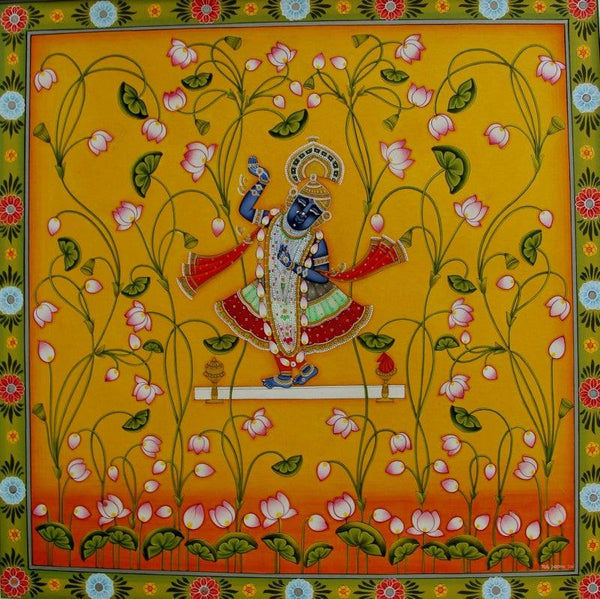 Shrinathji Kamal Pichwai Painting Traditional Art by Yugdeepak Soni | ArtZolo.com