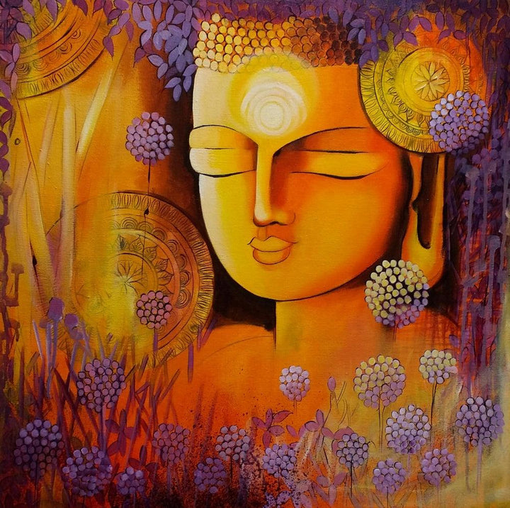 Silent Buddha Painting by Nitu Chhajer | ArtZolo.com