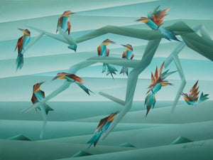 Animals acrylic painting titled 'Similarity 3', 36x48 inches, by artist Nirakar Chowdhury on Canvas