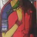 Figurative acrylic painting titled 'Simplicity', 48x18 inches, by artist Sachin Sagare on Canvas