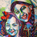 Portrait acrylic painting titled 'Sisters', 40x48 inches, by artist Mahesh Kummar on Canvas
