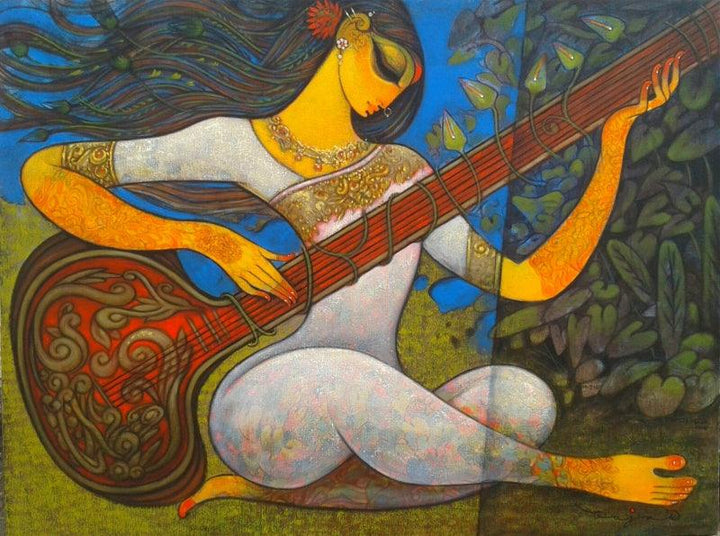 Sitar Vadan 2 Painting by Ramesh Gujar | ArtZolo.com