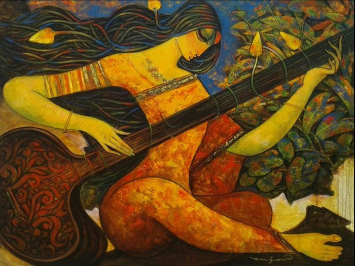 Sitar Vadan 4 Painting by Ramesh Gujar | ArtZolo.com