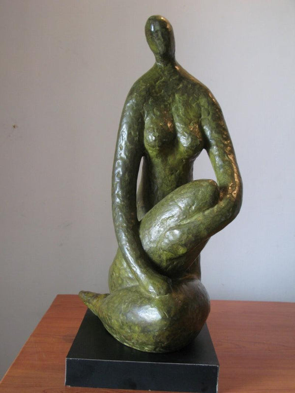 Sitting Lady 3 Sculpture by Shankar Ghosh | ArtZolo.com