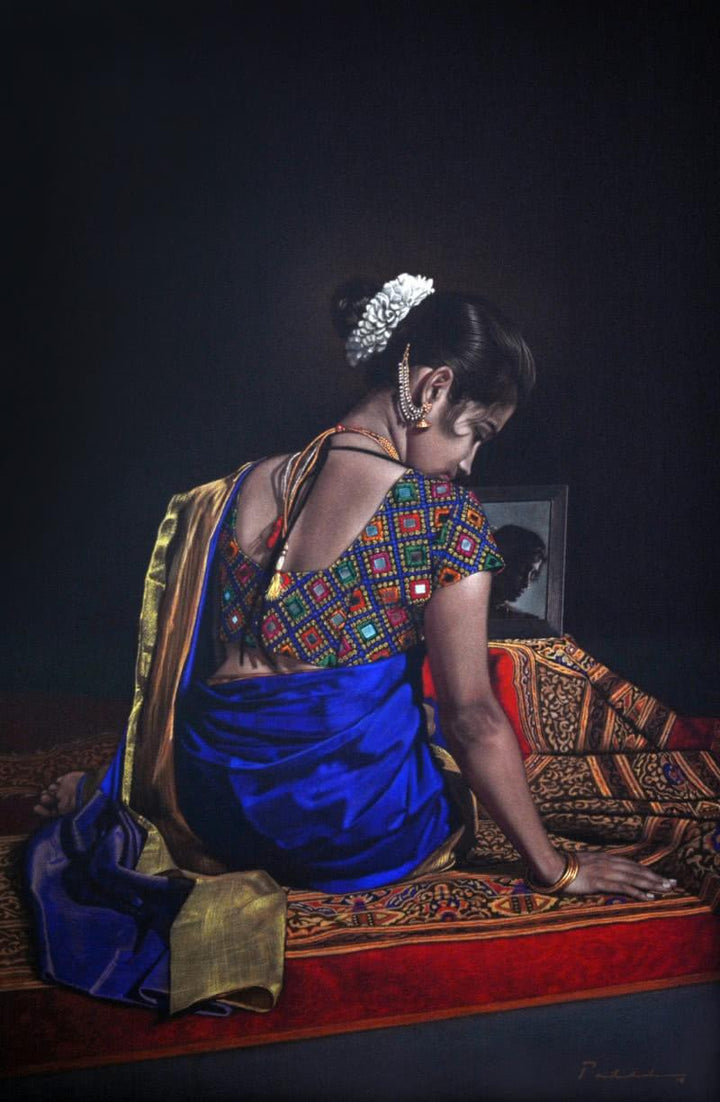 Sitting Lady Drawing by Deepak Patil | ArtZolo.com