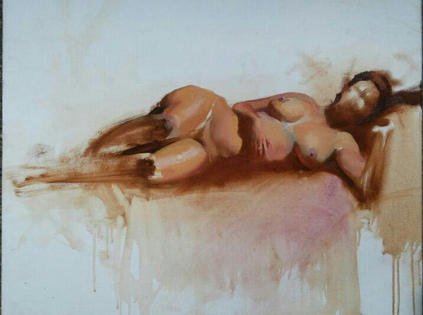 Sleeping Nude Painting by Ganesh Hire | ArtZolo.com