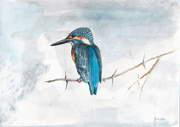 Small Blue Kingfisher Painting by Yashodan Heblekar | ArtZolo.com