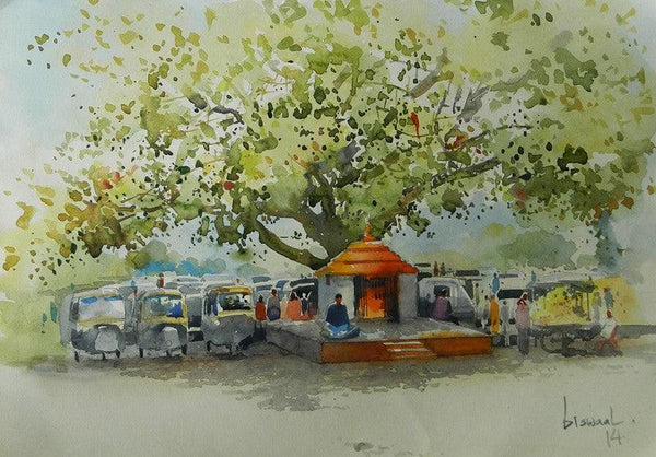 Small Temple Under The Tree Painting by Bijay Biswaal | ArtZolo.com