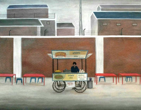 Snack Cart Painting by Gulab Kapadiya | ArtZolo.com