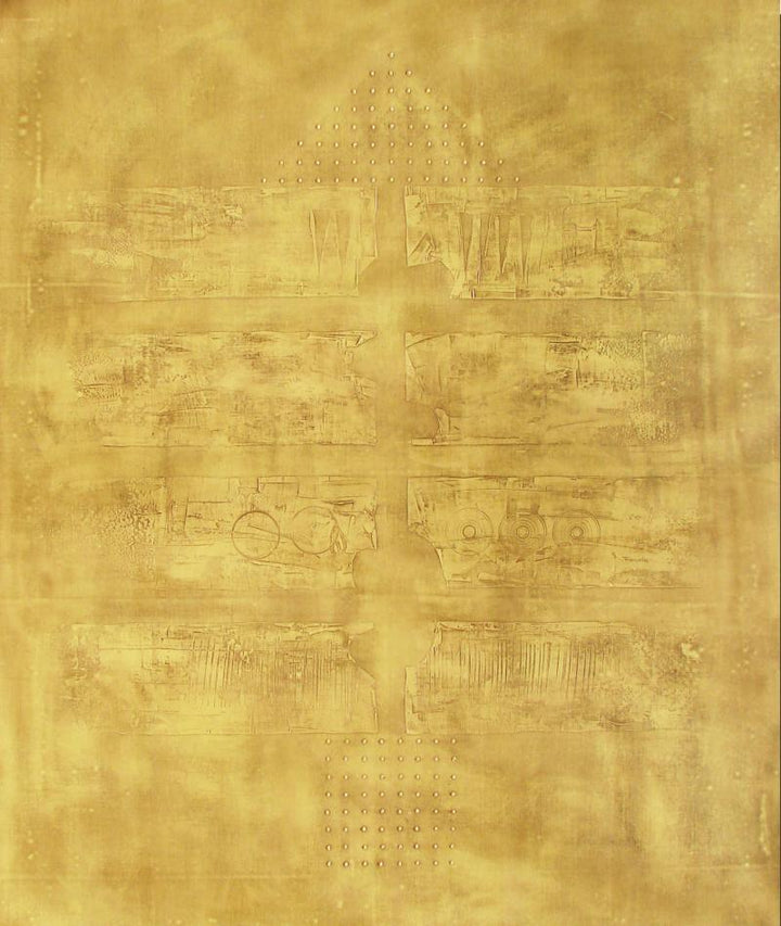 Solid Golden Abstract I Painting by Mohit Bhatia | ArtZolo.com