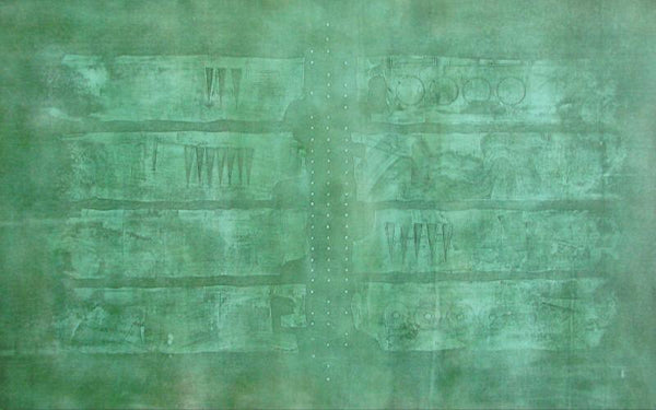 Solid Green Abstract Iii Painting by Mohit Bhatia | ArtZolo.com