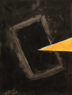 Abstract acrylic painting titled 'Solitude 13', 9x7 inches, by artist Surendra Chaware on Paper