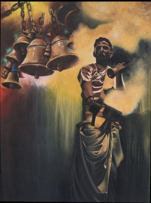 Religious acrylic painting titled 'Soul Of Vanaras', 48x36 inches, by artist Roni Sarkar on Canvas