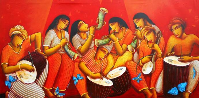 Sound Of Music Painting by Samir Sarkar | ArtZolo.com