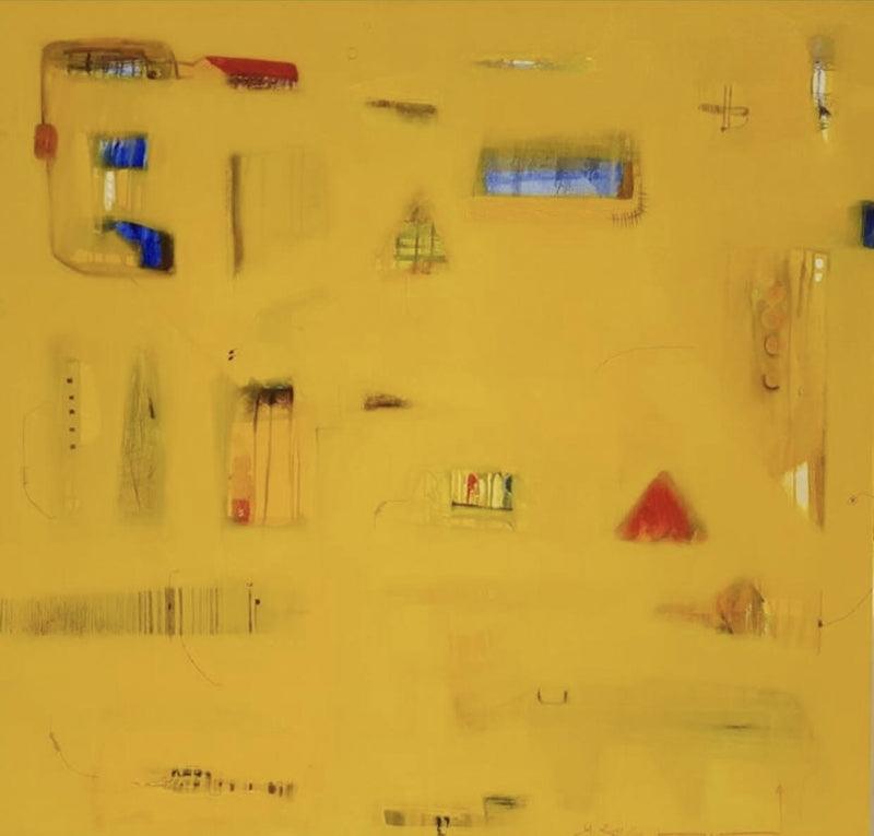 Abstract oil painting titled 'Space Within 2', 48x48 inches, by artist Prasad Mane on Canvas