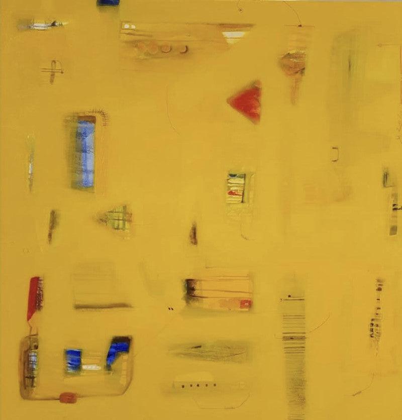 Abstract oil painting titled 'Space Within 2', 48x48 inches, by artist Prasad Mane on Canvas