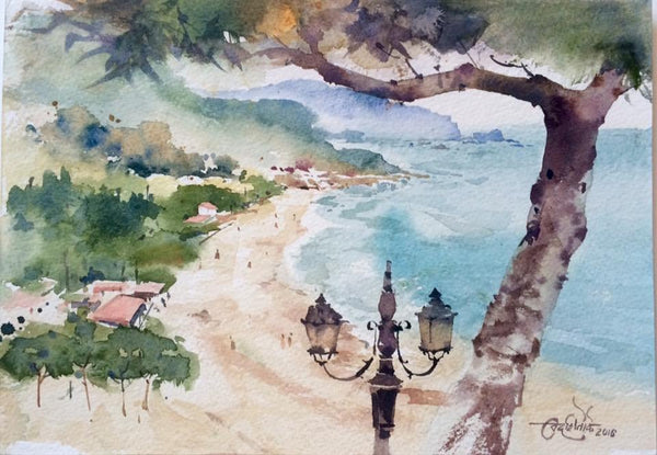 Sperlonga Beach Italy Painting by Vikrant Shitole | ArtZolo.com