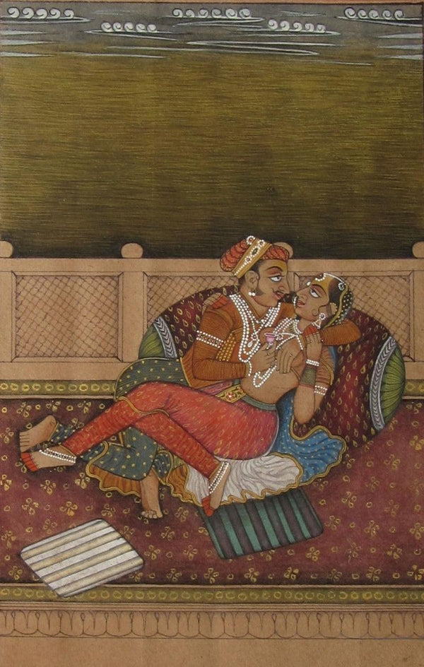 Splendid Mughal Couple Traditional Art by Unknown | ArtZolo.com