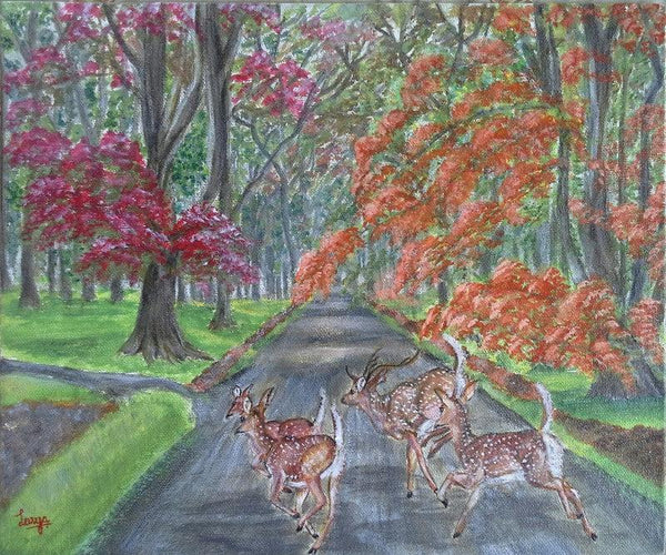 Sprinting Through The Park Painting by Lasya Upadhyaya | ArtZolo.com