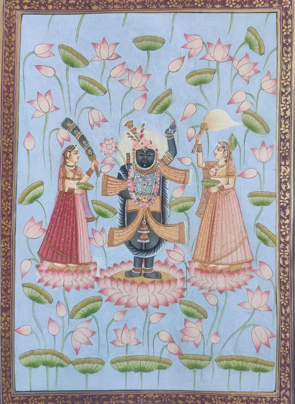 Srinathji Puja Traditional Art by Pichwai Art | ArtZolo.com