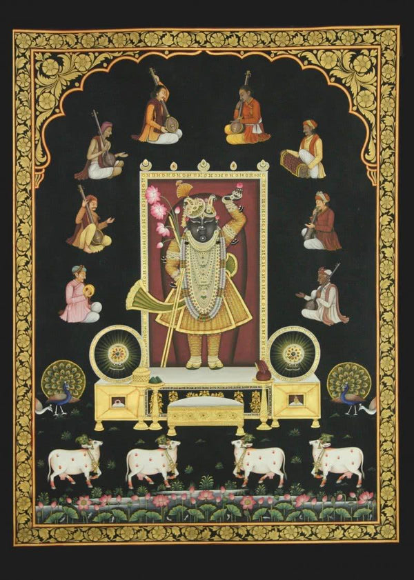 Srinathji With Musicians Painting by Rajendra Khanna | ArtZolo.com