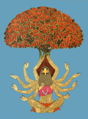 Fantasy acrylic ink painting titled 'Srishti', 48x36 inches, by artist Bandana Kumari on Canvas