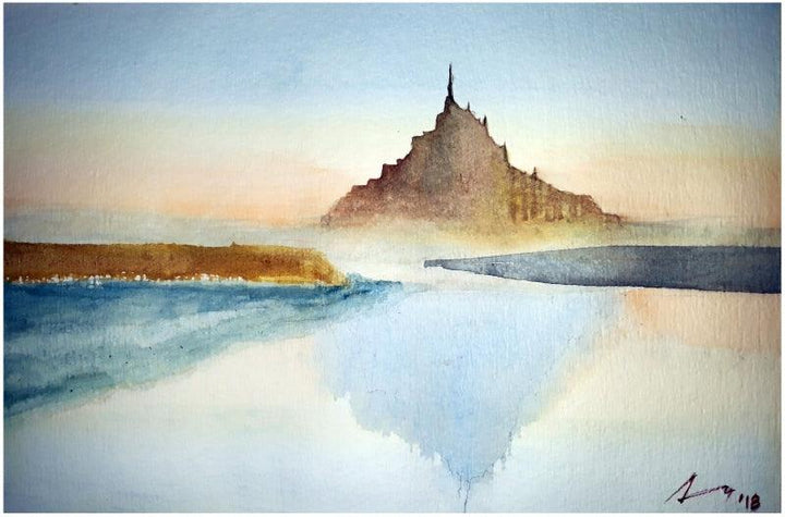 St Mont Michel Normandy France Painting by Arunava Ray | ArtZolo.com