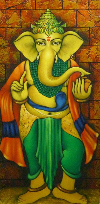 Standing Ganesha Painting by Manoj Aher | ArtZolo.com