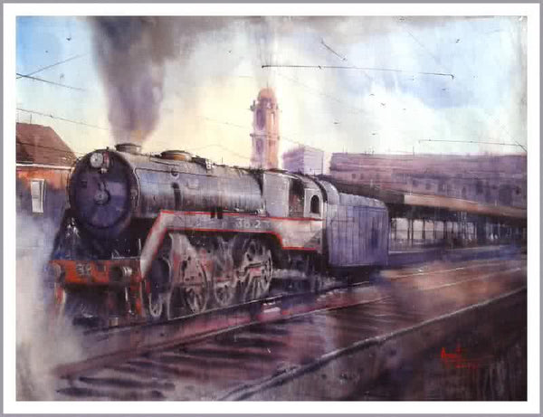 Steam Engine Painting by Amit Kapoor | ArtZolo.com