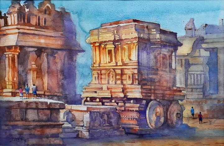 Stone Chariot Painting by Jitendra Divte | ArtZolo.com