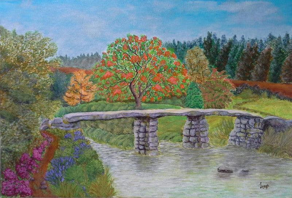 Stone Bridge Amidst Nature Painting by Lasya Upadhyaya | ArtZolo.com