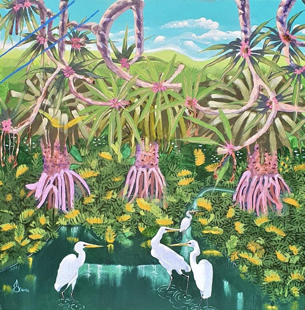 Storks Painting by Sudhakaran Edakandy | ArtZolo.com