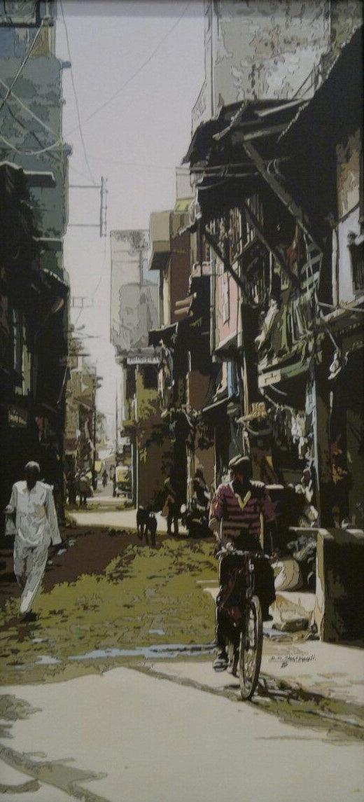 Street View 1 Painting by Dinesh Sharimali | ArtZolo.com