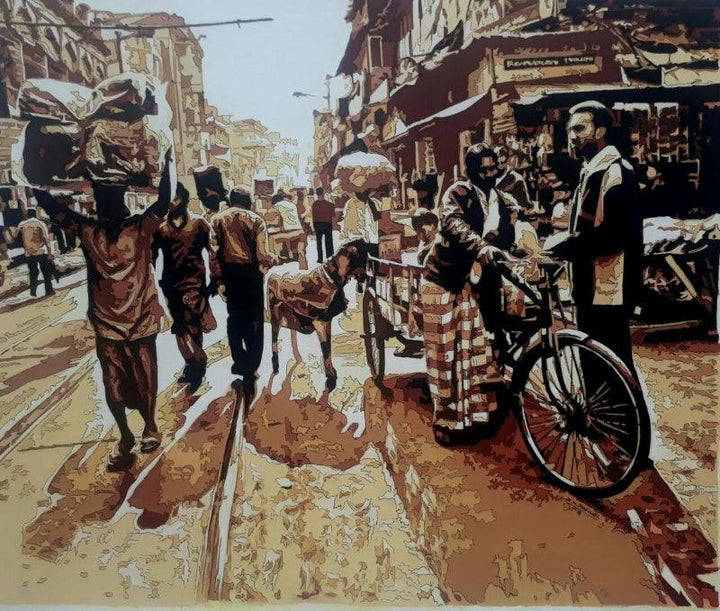 Street View 2 Painting by Dinesh Sharimali | ArtZolo.com