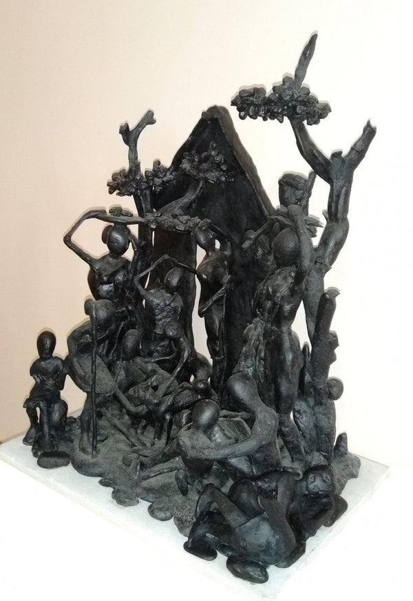 Struggle Sculpture by Shibu Sengupta | ArtZolo.com
