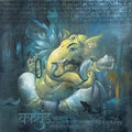 Religious oil painting titled 'Sumukh', 34x34 inches, by artist Namdev M Patil on Canvas