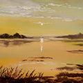 Seascape acrylic painting titled 'Sunrise', 18x24 inches, by artist Chandrashekhar P Aher on Canvas
