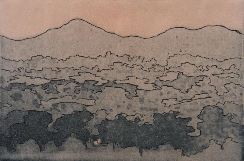 Nature printmaking titled 'Sunrise', 14x19 inches, by artist Sachin Bhausaheb Manchare on Paper