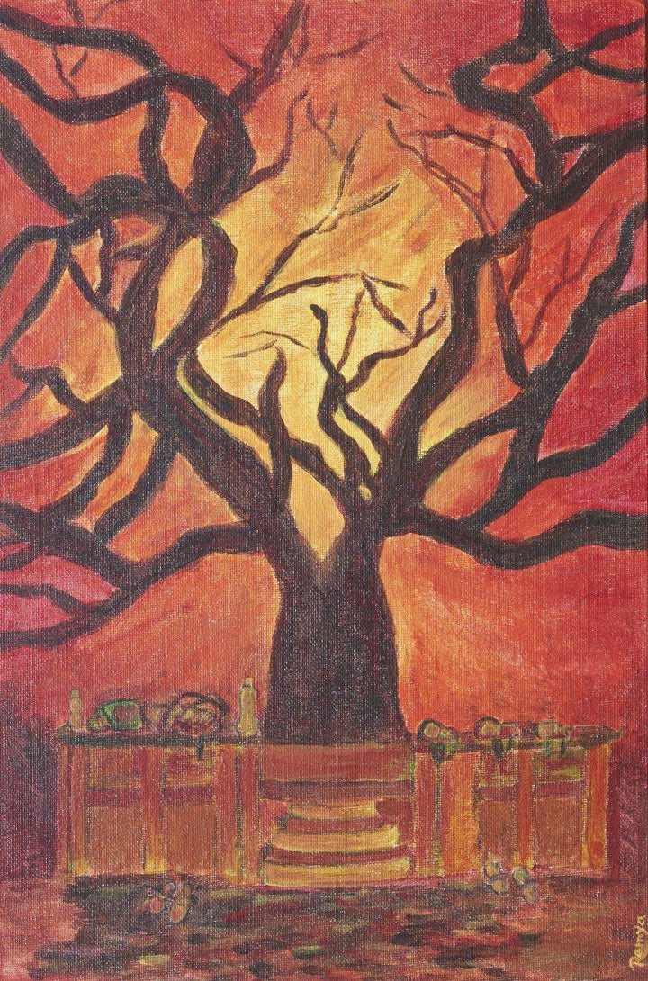 Sunset At Neem Circle Painting by Ramya Rajasekar | ArtZolo.com