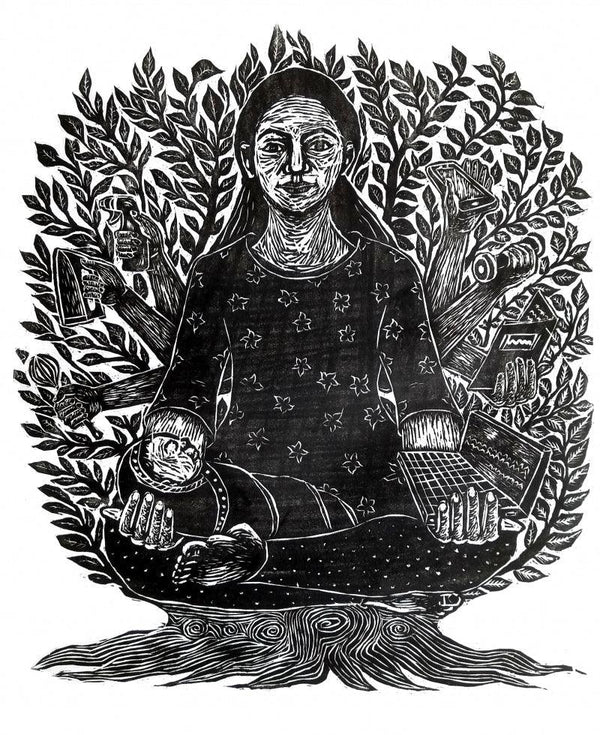 Super Mom 1 Printmaking by Nandini Pantawane | ArtZolo.com