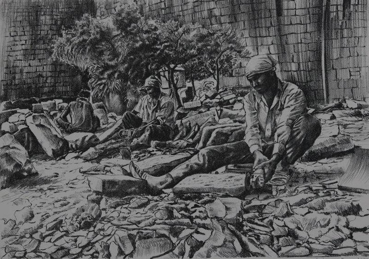 Survivng In The World Printmaking by Sukhmoy Bagh | ArtZolo.com