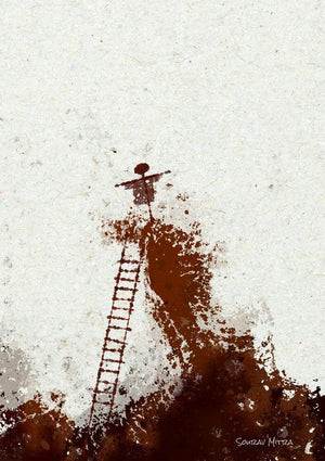 The King (The Ascent) by Sourav Mitra, Original Mixed Media Abstract Painting on Paper, Medium Vertical Wall Art