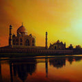 Place acrylic painting titled 'Taj Mahal', 30x40 inches, by artist Amit Bhar on canvas