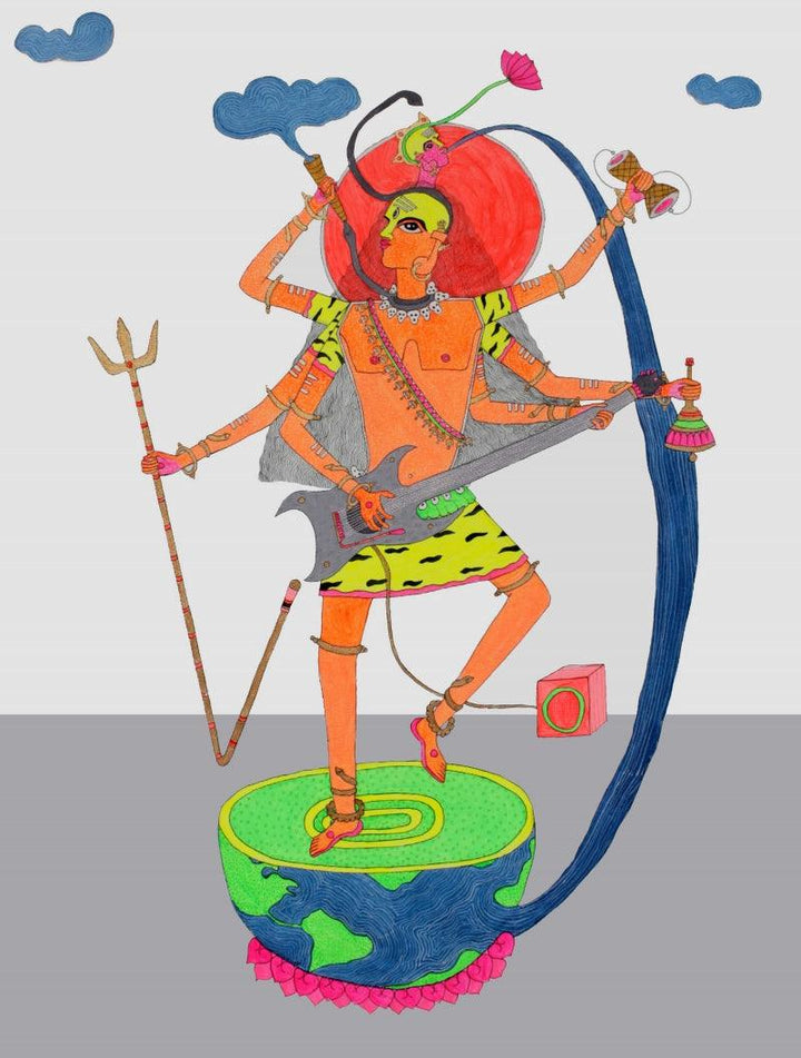 Tandav On Painting by Priti Singh | ArtZolo.com