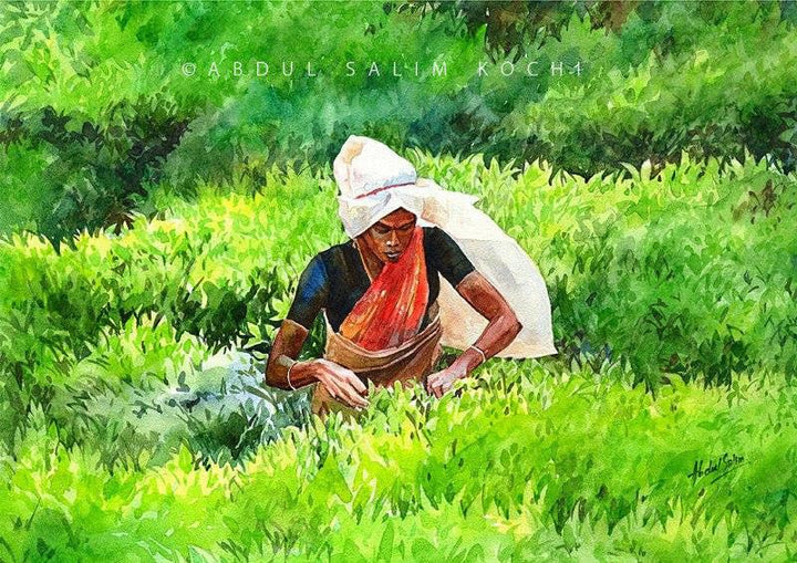 Tea Estate Painting by Abdul Salim | ArtZolo.com