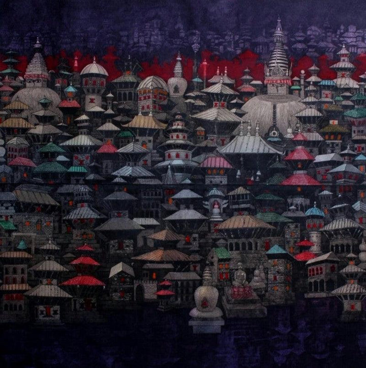 Temple And Stupa Printmaking by Uma Shanker Shah | ArtZolo.com