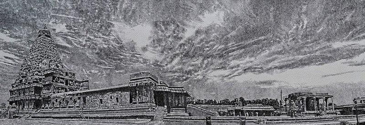 Temple Drawing by Surya Murthy | ArtZolo.com