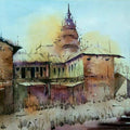 Landscape watercolor painting titled 'Temple', 22x17 inches, by artist Siddhanath Tingare on Paper