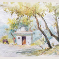 Landscape watercolor painting titled 'Temple', 25x19 inches, by artist Swapnil Mhapankar on Handmade Paper
