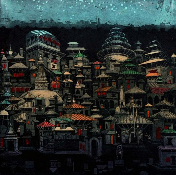 Temple City Size 2 Printmaking by Uma Shanker Shah | ArtZolo.com